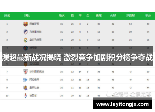 澳超最新战况揭晓 激烈竞争加剧积分榜争夺战